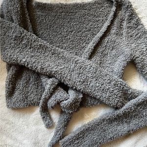 SKIMS Cozy Knit Wrap Top in Smoke